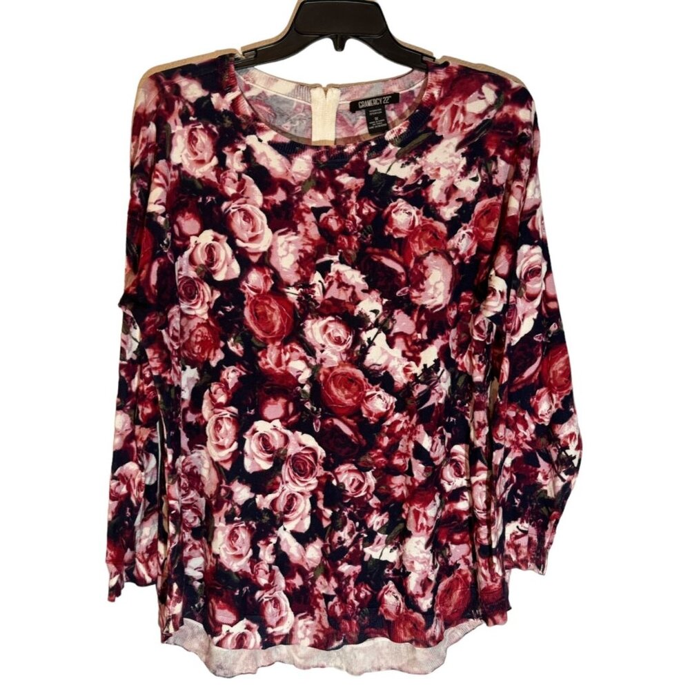 Gramercy 22 Women's Floral Long Sleeve Top 1X - Rayon/Nylon Blend sweater.NWOT